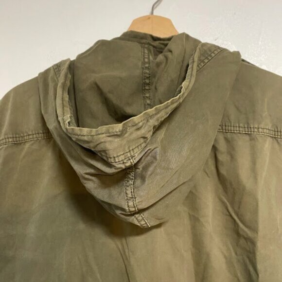 Talula Olive Green Faux Leather Sleeve Women's Utility Jacket Size M - Picture 11 of 11